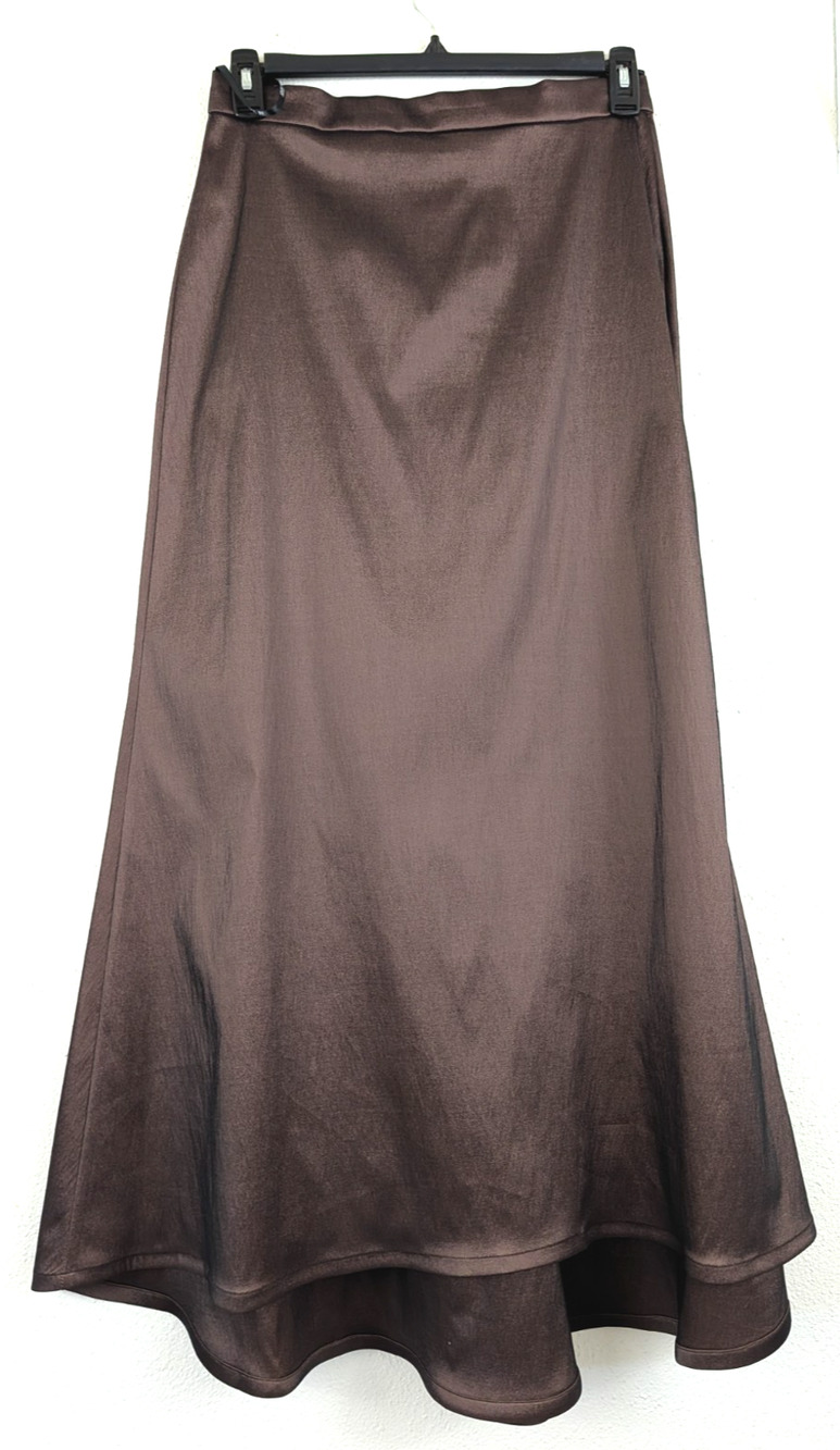 Tadashi Shoji sz 14 Maxi Skirt brown iridescent metallic cocktail party 2765